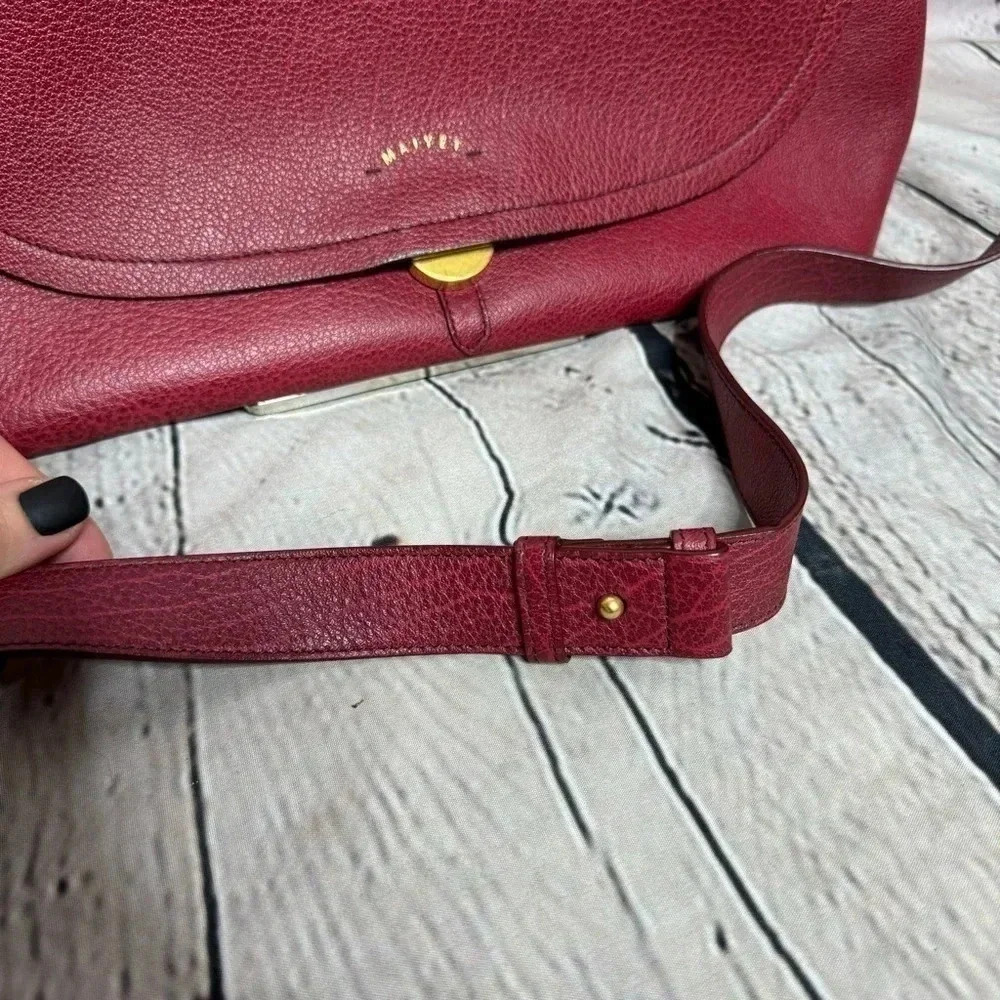 MAIYET Maroon Leather Messenger Bag w/ Gold Hardware Detachable Crossbody Purse - Picture 14 of 14